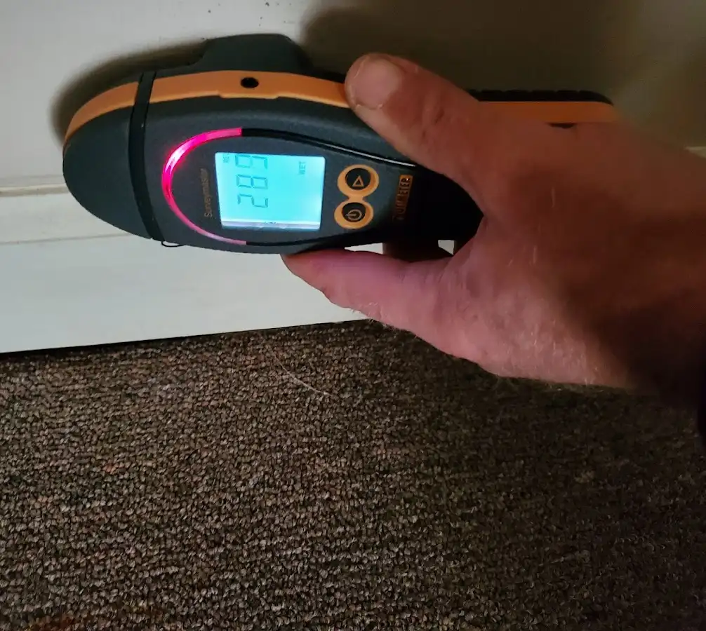 Moisture detection at baseboard during Mold Inspection & Testing in Valley City
